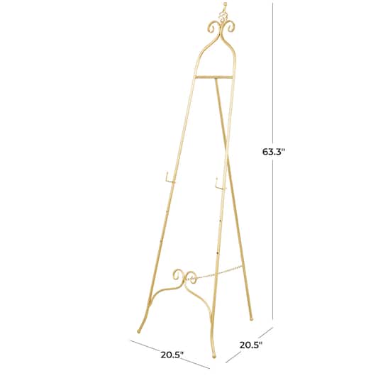 63" Gold Metal Scroll 3-Tier Display Easel